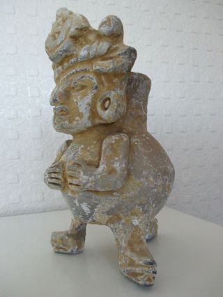 Rare Ancient Mayan Aztec Pre - Columbian Pottery God Moche Vessel Possibly 600ad