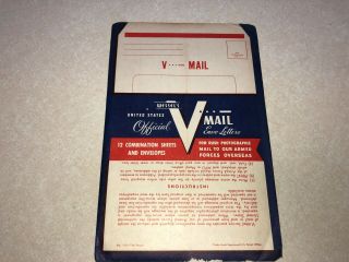 Vtg Nos Wwii Wessels V Mail Envo - Letters Stationery Folder Official Us Military