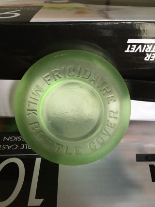 Vtg Green Glass Frigidaire Milk Bottle Cover 2 3/4 Inch