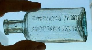 Warwick’s Famous Root Beer Extract Reading Pennsylvania Pa? 1890’s Bottle