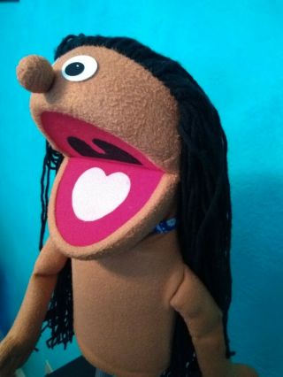 Vintage Girl Hand Puppet By Puppet Productions,  Black Hair,  Native American,  17 "