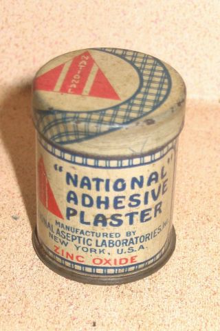 National Adhesive Zinc Oxide Medicine Plaster Tin Tiny Medical Tin