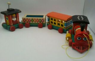 Vintage Fisher Price Huffy Puffy Wooden Train Pull Toy 999 Christmas Decor Idea