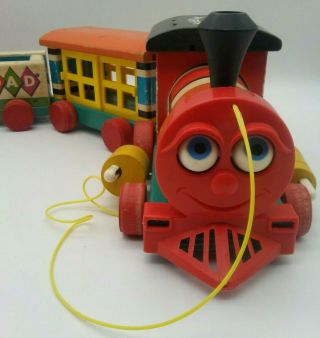 Vintage Fisher Price Huffy Puffy Wooden Train Pull Toy 999 Christmas Decor Idea 2
