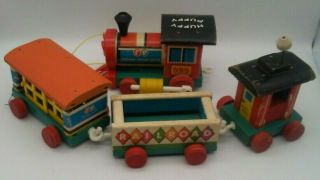 Vintage Fisher Price Huffy Puffy Wooden Train Pull Toy 999 Christmas Decor Idea 3