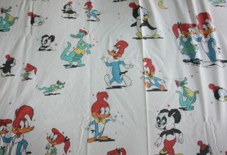 Vintage Woody Woodpecker Flat Bed Sheet 1980 