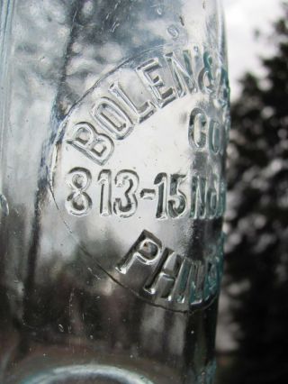 1890 ' s BOLEN & BYRNE CO.  PHILADELPHIA PA.  BEER BOTTLE w/ PORCELAIN STOPPER LooK 2