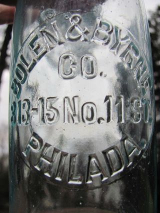 1890 ' s BOLEN & BYRNE CO.  PHILADELPHIA PA.  BEER BOTTLE w/ PORCELAIN STOPPER LooK 3
