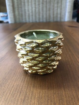 Vintage Avon Glass Gold Pine Cone Votive Candle 2 " Tall