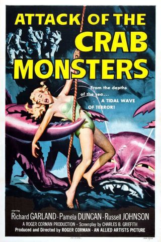 1957 Attack Of The Crab Monsters Vintage Movie Poster Print Style A 24x16 9mil