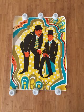 1968 Elaine Hanelock Poster Peter Max Style Stan Laurel & Oliver Hardy Vintage