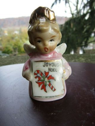 Vintage Ardalt Christmas Holiday Porcelain Bell Ornament - Angel 2 2.  5 "