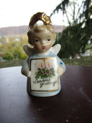 Vintage Ardalt Christmas Holiday Porcelain Bell Ornament - Angel 1 2.  5 "