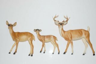 Vintage Breyer Deer Family: Buck,  Doe And Fawn,  Traditional 1974