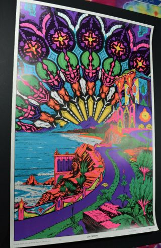 Vintage 1969 Blacklight Poster " Horizons” Psychedelic Headshop Art