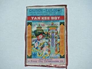 Firecracker Fireworks Pack Label,  Logos,  Yan Kee Boy Glassine,  Cl 4