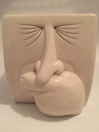 Vintage Fitz & Floyd Sneezing Face Ceramic Square Tissue Holder Japan