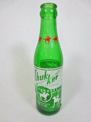 Vintage Glass Soda Bottle Chukker Beverages Sporting Logan W.  Va.  Wv 7 Oz.