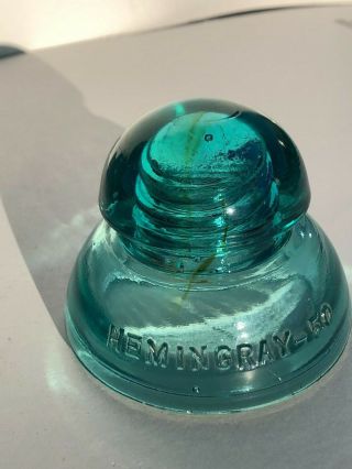 Hemingray Glass Insulator Cd 191 Top Only With Amber Streak