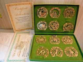 Vintage Oneida Silversmiths 12 Days Of Christmas Open Lace Lazer Look Ornaments