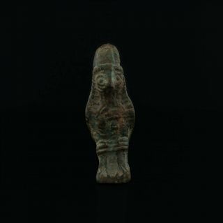 Ancient Egyptian Carved Stone Detailed Bird Faience Statue Figural Amulet Relic
