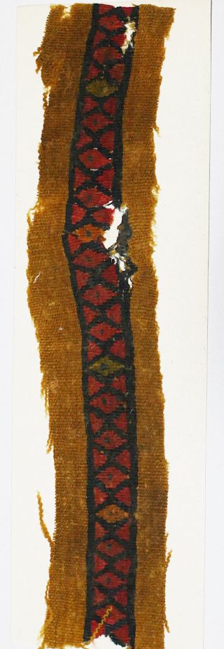 4 - 8c Ancient Coptic Textile Fragment - Belt,  Geometric Pattern,  Christian Arts