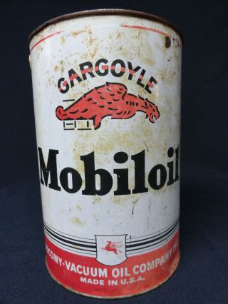 Gargoyle Mobiloil Mobil Oil Can 5 Quart Socony Vacuum Oil Co Pegasus