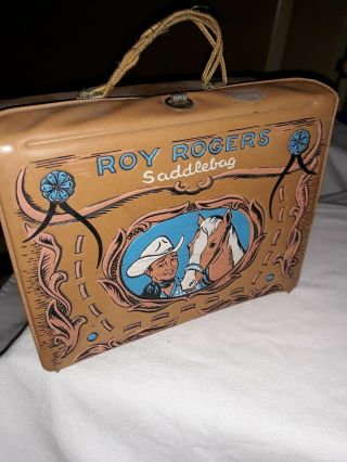 Roy Rogers Saddlebag Vinyl Lunchbox 1960 Pictured With Trigger American Thermos