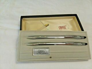 Vintage Cross Chrome Pen And Pencil Set W/monogram Intials C.  B.  M.
