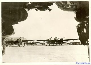 Press Photo: Mission Ready Luftwaffe Ju - 88 Bombers At Crowded Airfield; 1941