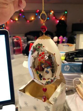 Silvestri Goose Egg Christmas Ornament Mouse With Presents