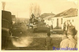 Best German Panzermen Topside On Pzkw.  Iv Panzer Tank Passing In Village