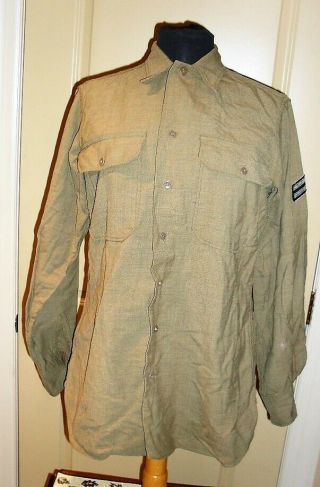 Early Ww2 U.  S.  Army Od Wool Field Shirt 15x32