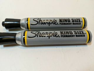 2 Vtg Sharpie King Size Permanent Markers Black Potent Smelly Ink Metal Barrel