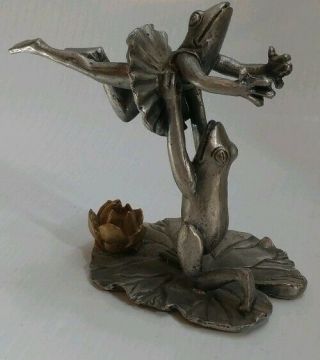 Spi 1993 Pewter Frog Figure Ballet Dancers Ballerina Toad Dance Figurine Decor