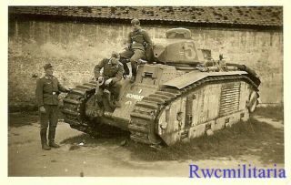 Best Luftwaffe Troops W/ Abandoned French Char B1 Panzer Tank " Bombarde "