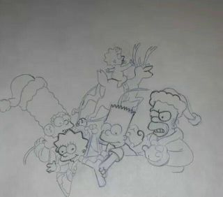 Matt Groening: The Simpsons Animation Production Drawing - Simpson Xmas