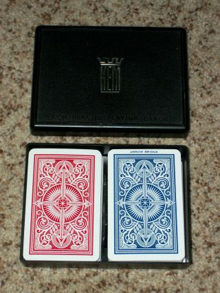 2 Decks Kem Plastic Playing Cards Red Blue Arrow 1947 - 1979 Bridge Size Double