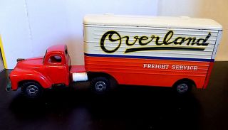 Vintage Tinplate Friction Overland Freight Service Truck,  Made In Japan