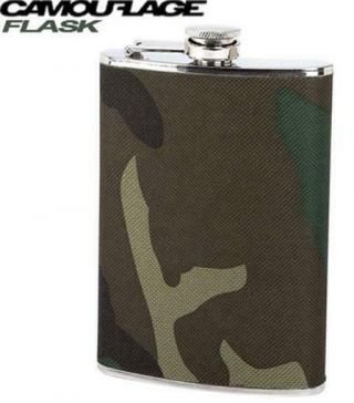 Camouflage 8 Oz.  Flask Camo Wrap Pocket Hip Whiskey Liquor