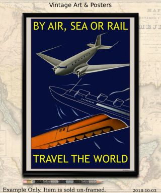Vintage Airline Travel Art Print Travel The World 2 A4 Mini Poster