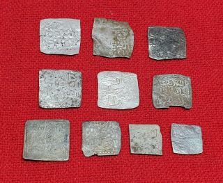 Set Of 10 Morocco Spain Silver Islamic Ancient Coins Square Dirhams To Identify