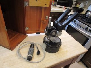Vintage Carl Zeiss Microscope W/ Base Platform,  Light,  Case