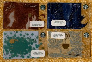 2018 4 Starbucks Coffee Cup Siren Tail Marks Cards Philippines Pin Intact