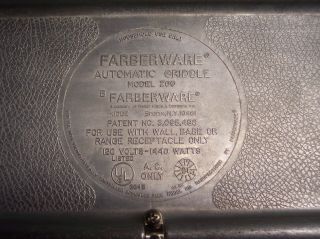 Vintage Farberware Electric Griddle Skillet Model 260 w Perfect Heat Controller 3