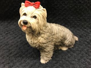 1988 Castagna Long Hair Yorkshire Terrier Yorkie With Red Bow 017g Italy