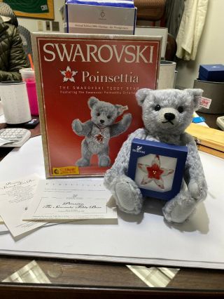 Poinsettia The Swarovski/steiff Teddy Bear And Crystal 2007 In Box/