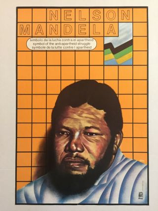 1986 Political Poster.  Ospaaal Cuban Propaganda.  Mandela.  South Africa