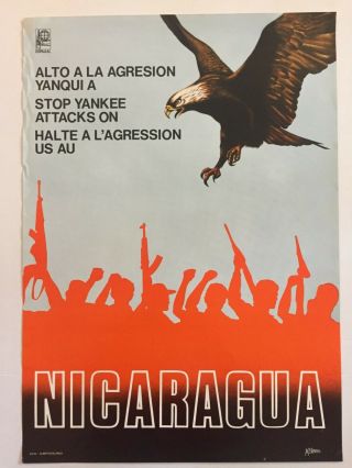 1985 Political Poster Ospaaal Solidarity.  Cuba Art.  Nicaragua.  Imperialism