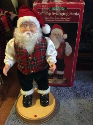 Gemmy Battery Operated 17” Animated Singing Dancing Santa Claus Box